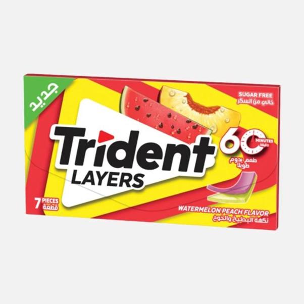 Trident Peach Watermelon Flavored Chewing Gum - (7 Pieces)